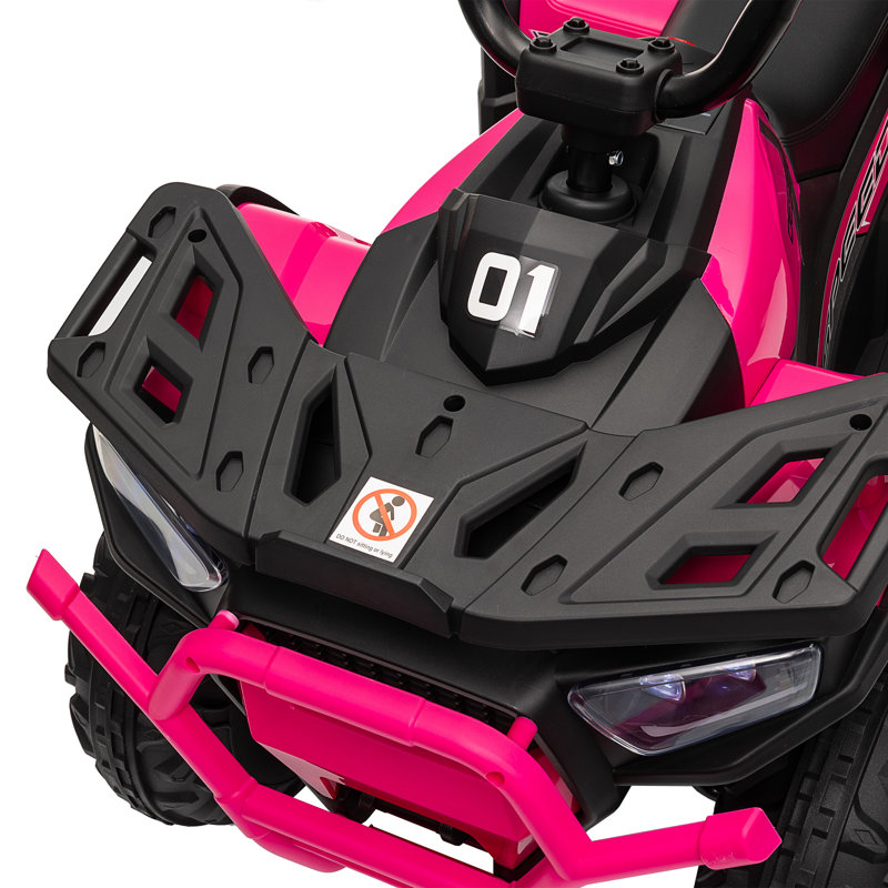 VTT 12 V pour enfants, jouet à monter avec 4 roues de suspension à ressorts, Rose