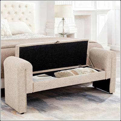 Banc de rangement de 60 pouces, idéal pour les chambres à coucher, les salons, les salles d'activités et les espaces similaires.