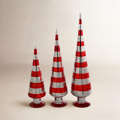 Striped Glass Tabletop Christmas Tree
