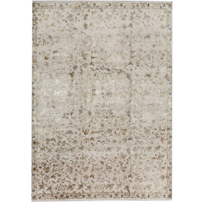 Hand-Knotted High-Quality Cream and Gray Area Rug