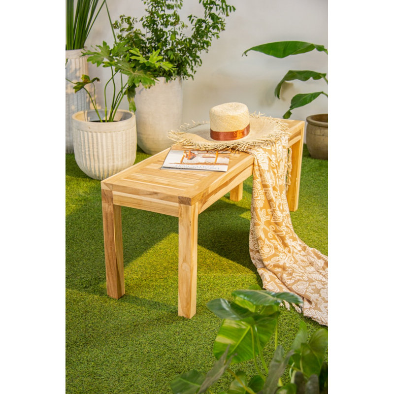 Witherspoon Solid Wood Teak Outdoor Bench, 45cm H x 120cm W x 35cm D