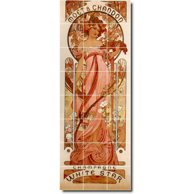 24" x 64" Ceramic Painting Decorative Mural Tile 8" x 8"