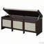 Banc de rangement rétro avec tiroirs en rotin et coussin capitonné-1209381740