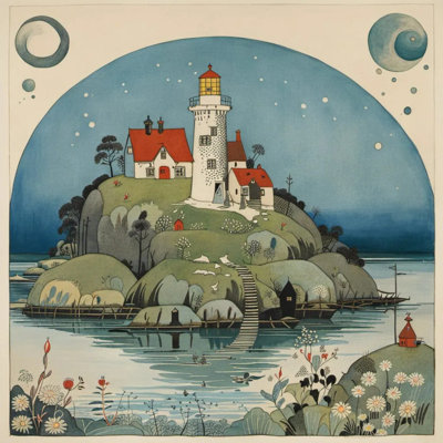 «Seaside Village View», art mural sur toile tendue
