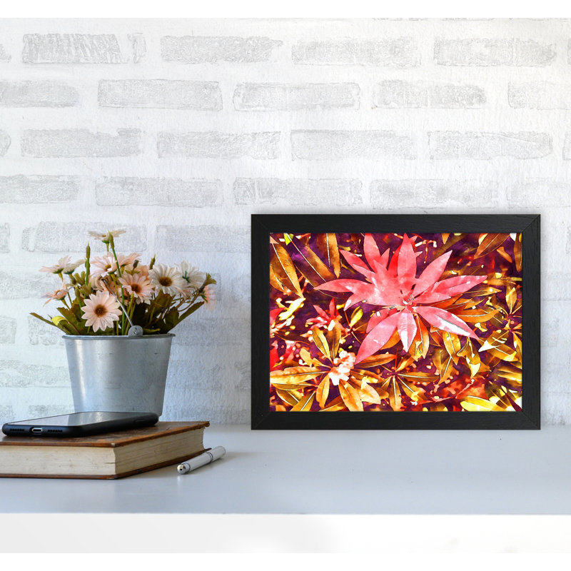Autumnal Flowers - Print on Canvas, 25cm H x 34cm W x 3cm D, Black Framed