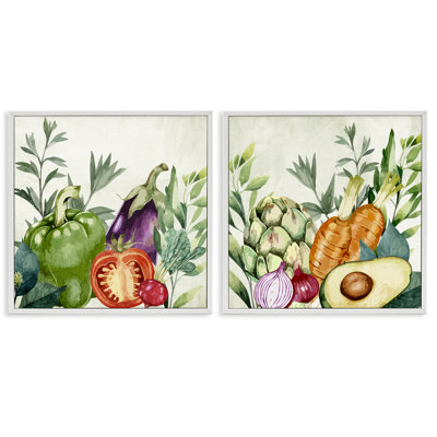 Ensemble de 2 giclées encadrées Country Harvest Legumes, design par Kim Allen