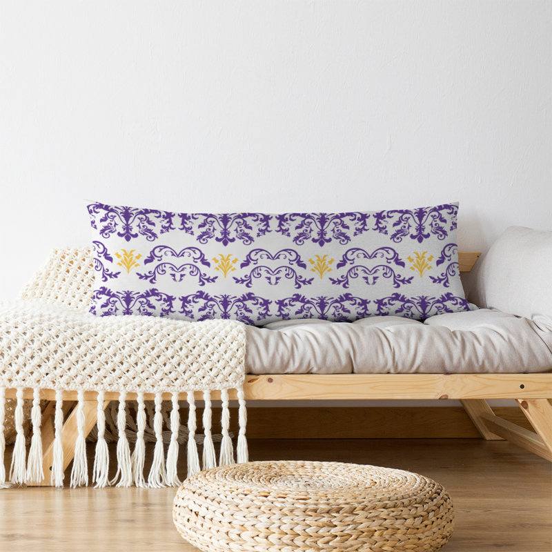 Polyester Medium Pillow, Microfiber, White/Purple/Yellow