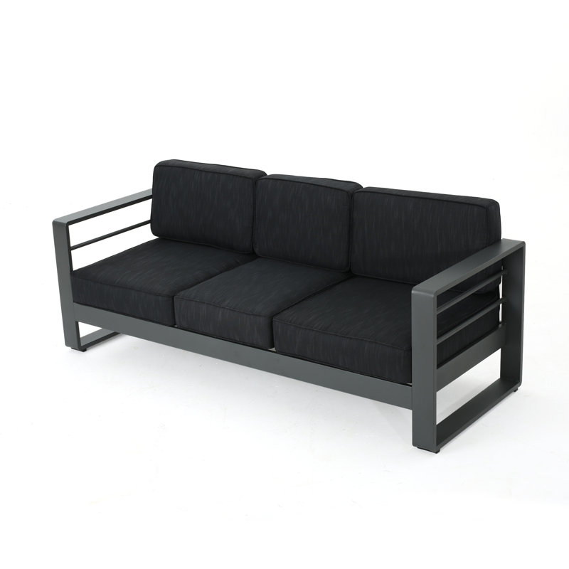 Canapé de patio avec coussins Caggiano, Dark Grey/Grey