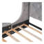 Lit plateforme tapissier en velours avec tête de lit à oreilles, 1 grand tiroir et 2 tabourets de rangement latéraux (gris)-144642424