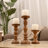12'' Handcrafted Mango Wood Pillar Candle Holder Set – Rustic 3-Piece Set for LED Candles-767269385