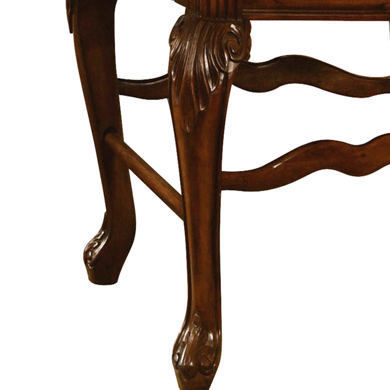 Classic Elegance Counter Height Chairs ( Of Two) - Beige Fabric, Cherry Wood, Elegant Touch Traditional Stools 2 Design