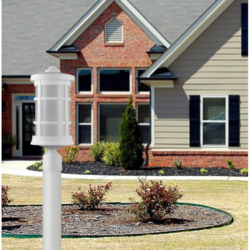 Artisan Cylinder Post Top Fixture with Frosted Acrylic Lens 3000K LED, White, White