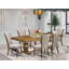 7-piece Dining Table Set includes a Modern Dining Table and 6 Light Tan Linen Fabric Kitchen Chairs with Button tufted Back - Antique Walnut Finish-1518952809-1531103680