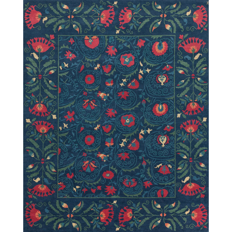 Valhalla Wool Oriental Area Rug in Red/Navy/Green, Rectangle 12' x 15'