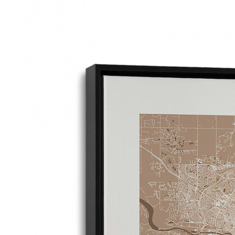 Calgary Street Map, reproduction d'art sur toile, 12 po x 18 po, Cadre flottant noir satiné