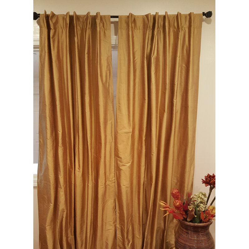 Silk Room Darkening Single Curtain Panel, 50" W x 108" L, Ochre