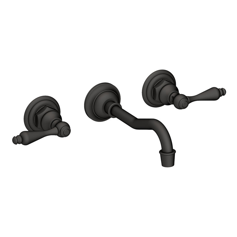 Chesterfield Wall Mount Bathroom Faucet, Flat Black