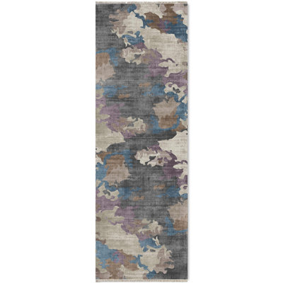 Tapis en chenille de coton pastel gris mauve et pastel Lacasa