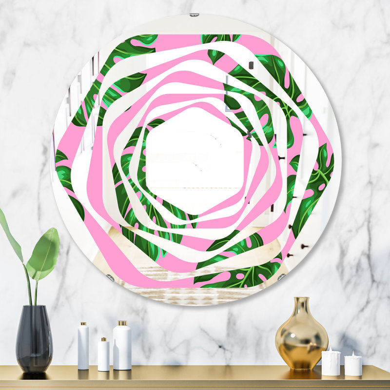 Miroir mural Whirl Foliage Coastal, H 31,5 po x l po, Whirl Palm Leaves III