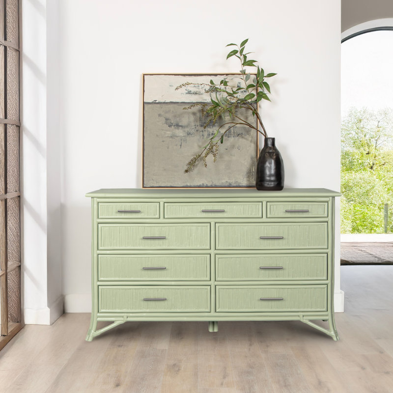 Commode double 9 tiroirs Bermuda, Vert céleri