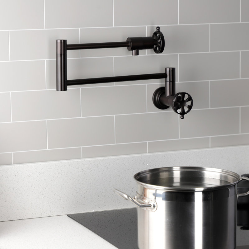 Kingston Brass Belknap Two-Handle 1-Hole Wall Mount Pot Filler Faucet, Oil Rubbed Bronze