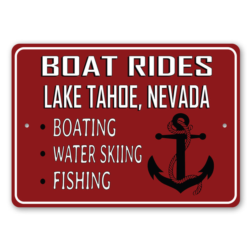 Panneau en aluminium «Boat Rides Lake», H 12 po x l 18 po x P 0,06 po