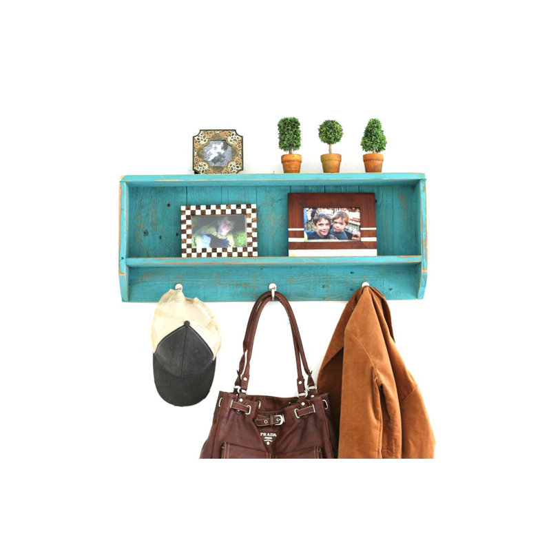 Porte-manteau mural avec crochets Benavides, Turquoise