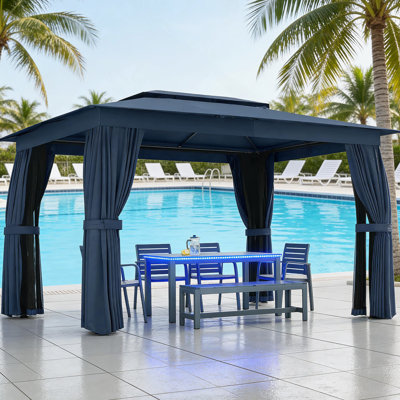 Double-Tier Outdoor Patio Gazebo Canopy Shelter