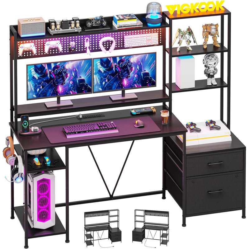 Granli 65'' W Reversible Computer Desk, Black