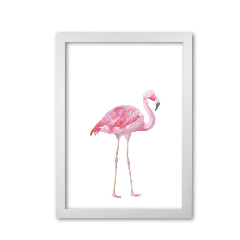 Flamingo - Painting, White Grain Frame, 42 cm H x 30 cm W x 5 cm D
