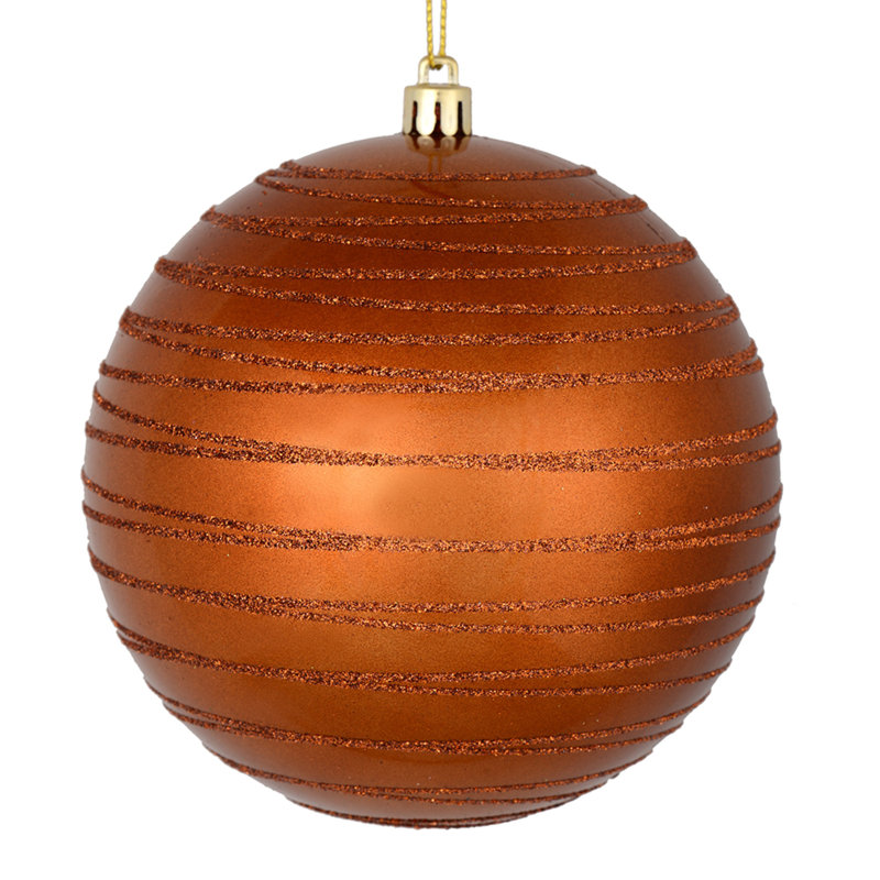 Ornement boule rayée bonbon, H 4,75 po x l 4,75 po x P 4,75 po, Cuivre
