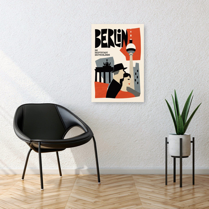 «Retro Berlin Travel Classic Retro Vintage Architecture City», reproduction d'art murale, H 36 po x l 24 po