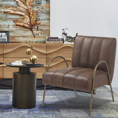 Zailah 27.5'' Wide Genuine Leather Accent Chair