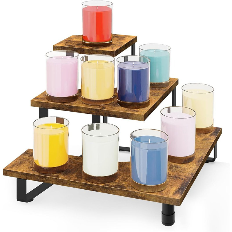 3 Tier Wooden Retail Display Shelves, Portable Display Rack For Retail Counter Top Craft Shows Tradeshows, 3 Step Corner Tiered Table Display Tower Stand For Cupcake Jewellery Display