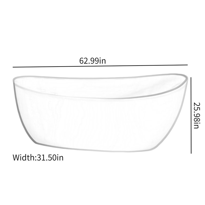62.99'' W 25.98'' H Tub & Shower Kit, White