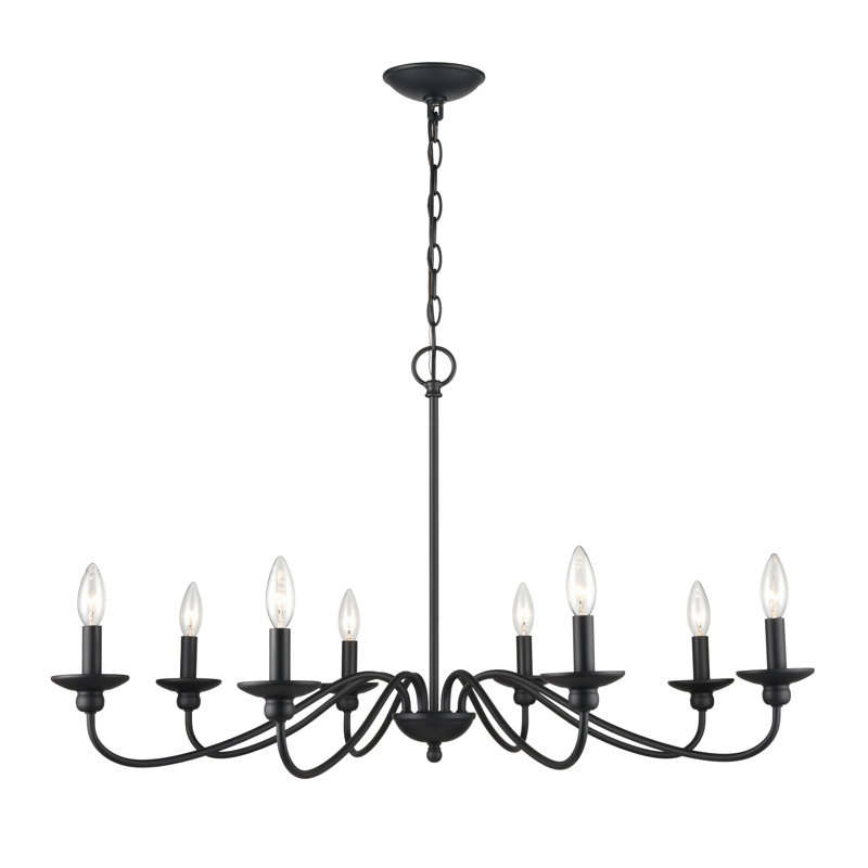 Lustre en acier à intensité variable Delvona, Noir mat, 8