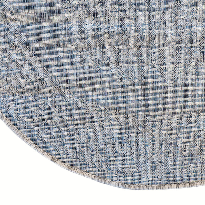 Cowell Oriental Blue/Gray Indoor/Outdoor Area Rug, Oval 7'10" x 10'