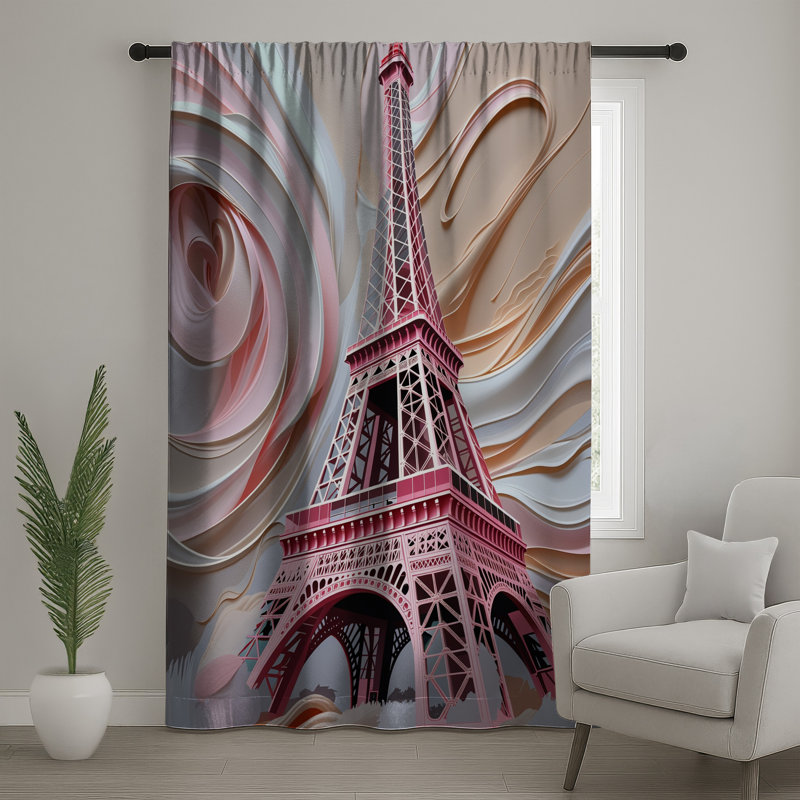 Rideaux de fenêtre Eiffel, voilages et rideaux occultant - 1 panneau, Transparent, 50" x 80" - 1 Panel