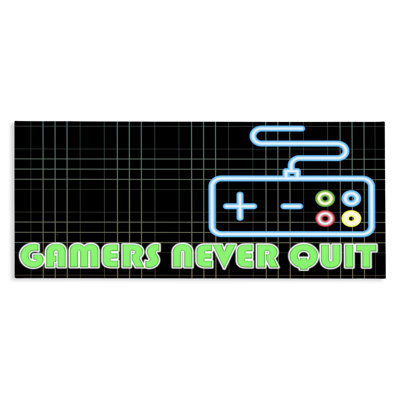 Gamers Never Quit Neon Canvas, design by Kim Allen