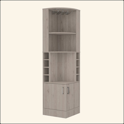 Light Gray 8-Bottle 2-Shelf Bar Cabinet