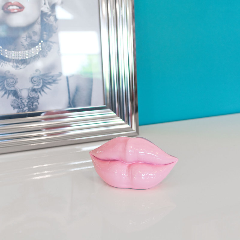 Magno Lips Decorative Object, 8" H x 17" W x 6" D, Pink