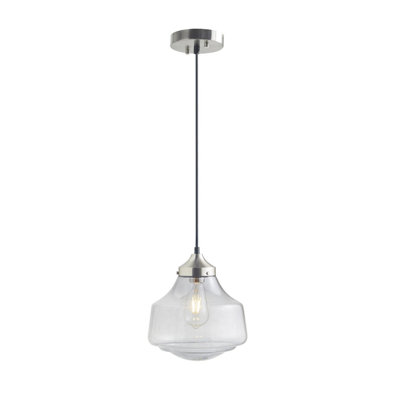Clear Glass Bell-Shaped Pendant Light with Black Cord