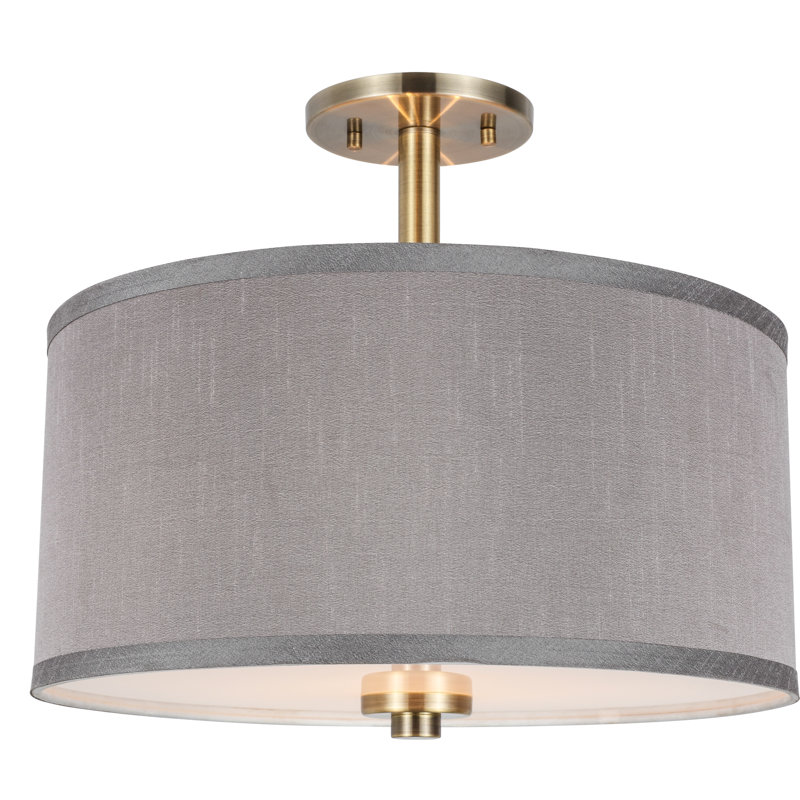 Winter LED Semi Flush Mount, Brass, Medium, 7"H x 15"W x 15"D, Gray
