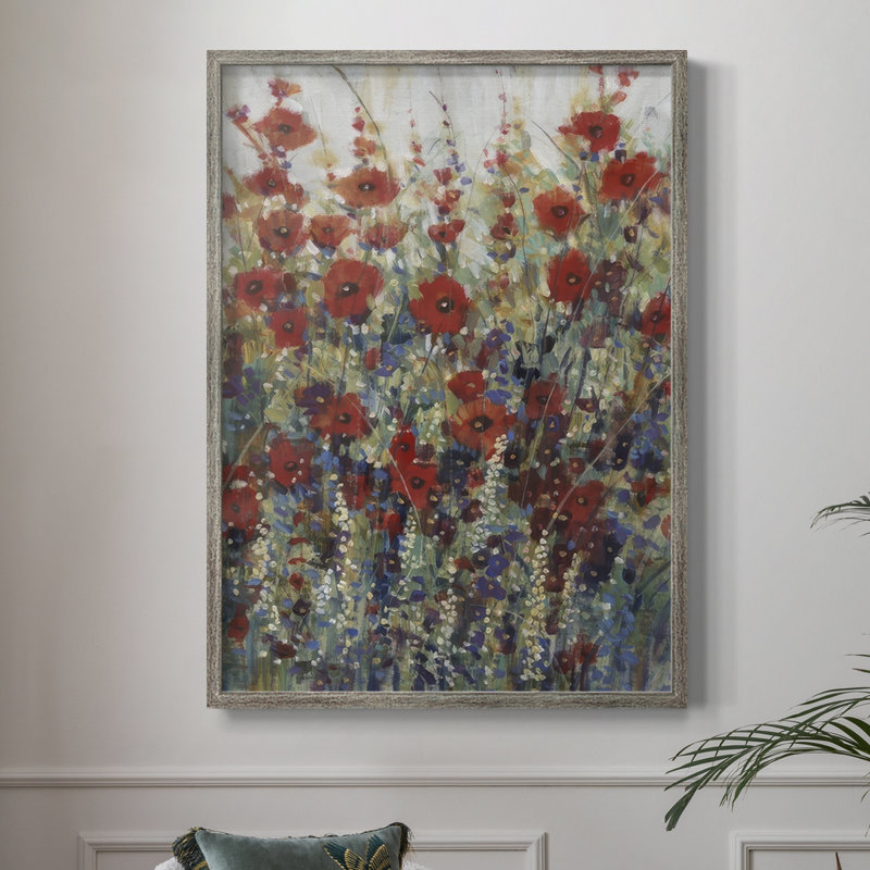 «Garden Poppies II», reproduction encadrée - bois massif, H 11 po x l 9 po
