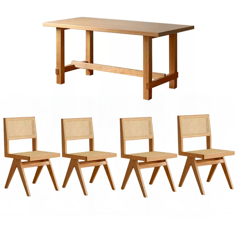 Combinaison de chaise de salle à manger simple en bois massif, H 29,53 po x L 70,87 po x l 33,46 po