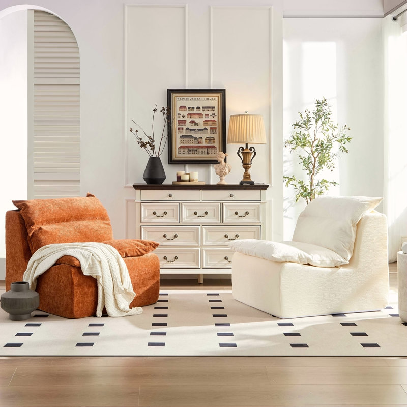 Chaise longue à 3 places avec dossier, entièrement compressée, confortable pour le salon et la chambre à coucher, polyester, orange