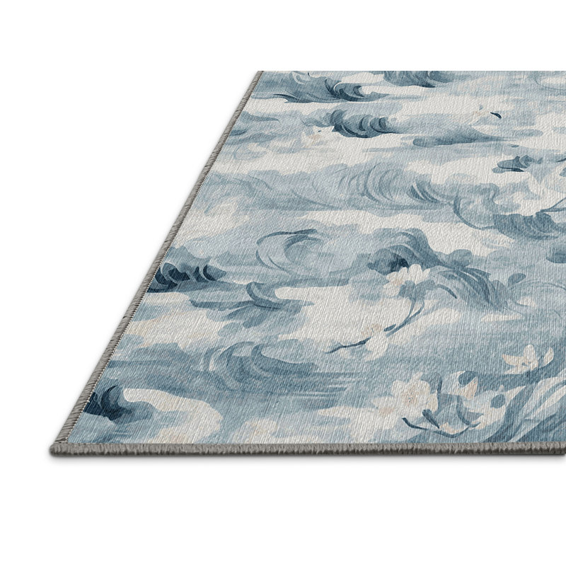 Machine Washable Gray Area Rug, Rectangle 7' x 9'