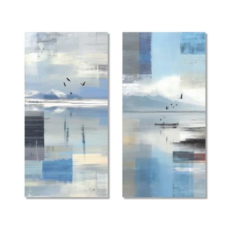 «Blue Oceans Edge of Wonder», ensemble de 2 décorations murales en métal, 32" H x 32" W