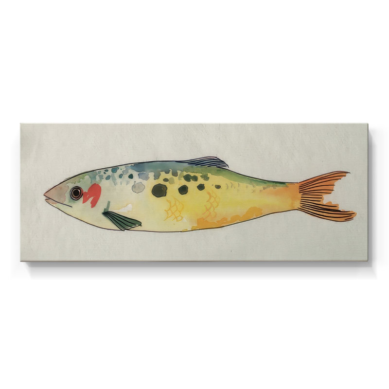 Poisson fantaisiste I - Toile tendue avec châssis - Prêt à accrocher, H 12 po x l 30 po