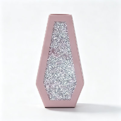 Vase de table haut Cerrie 14 po en verre rose, style moderne et glamour